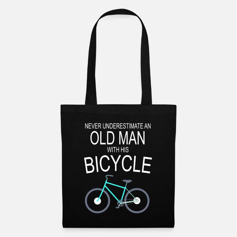 Old man with bicycle - Tote Bag - black