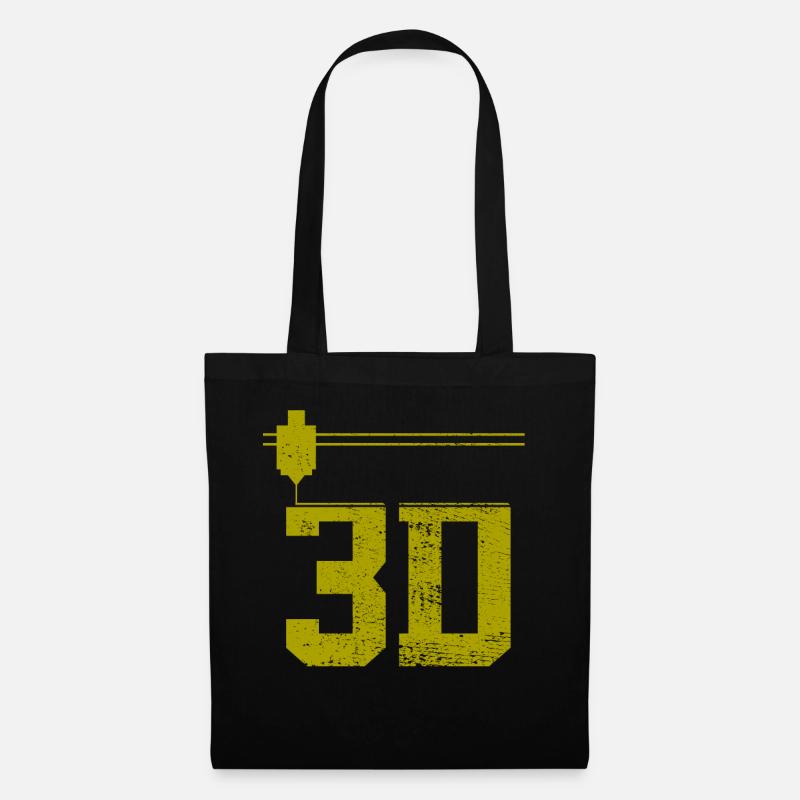 3D-Druck 3D-Druck 3D-Druck - Stoffbeutel - Schwarz
