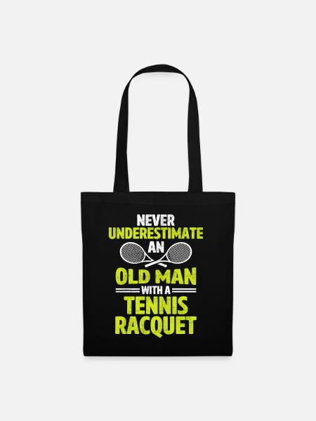 Unterschätze niemals einen alten Mann Tennis - Stoffbeutel - Schwarz