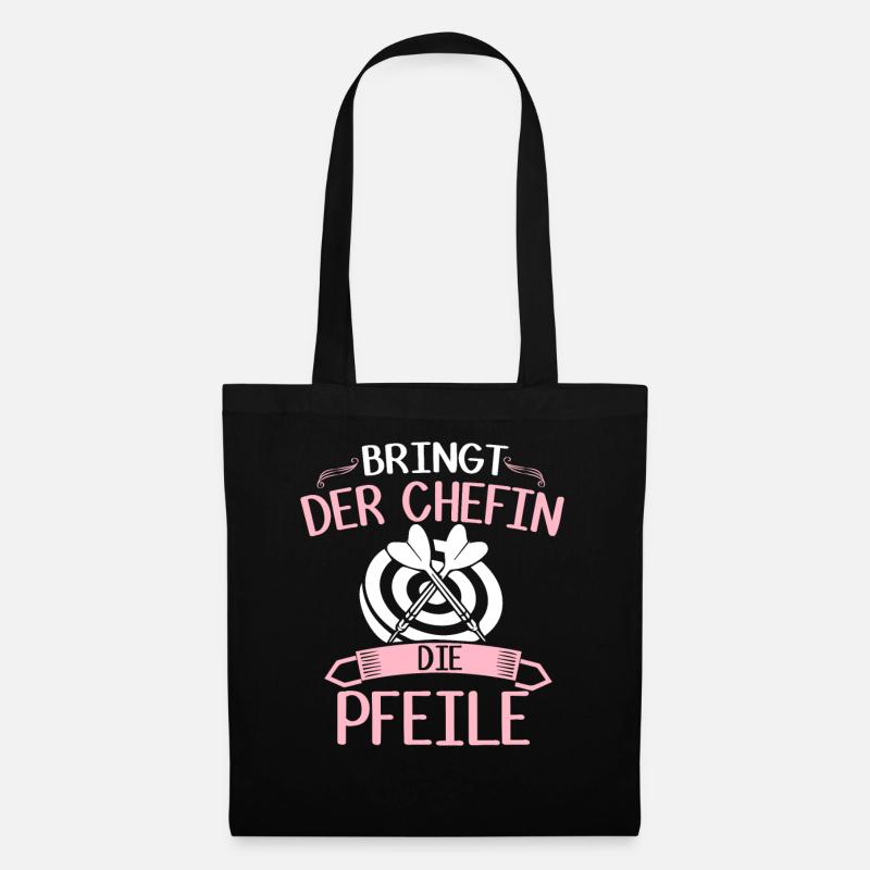 Dart Frauen Geschenk Chefin Dartscheibe Pfeil - Stoffbeutel - Schwarz
