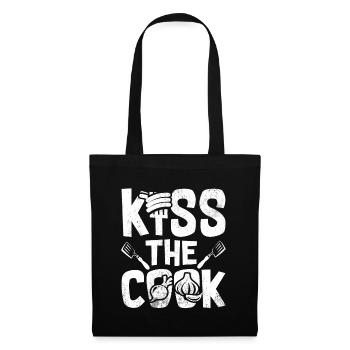 Baiser cuisine typographie Drôles Proverbes cadeau - Sac en tissu - noir - Devant