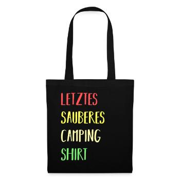 Letztes sauberes Camping Shirt - Stoffbeutel - Schwarz - Vorne