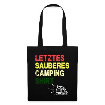 Letztes sauberes Camping Shirt - Stoffbeutel - Schwarz - Vorne