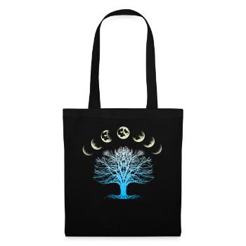 Phases de lune arbre de la vie avec la pleine lune, croissant - Sac en tissu - noir - Devant