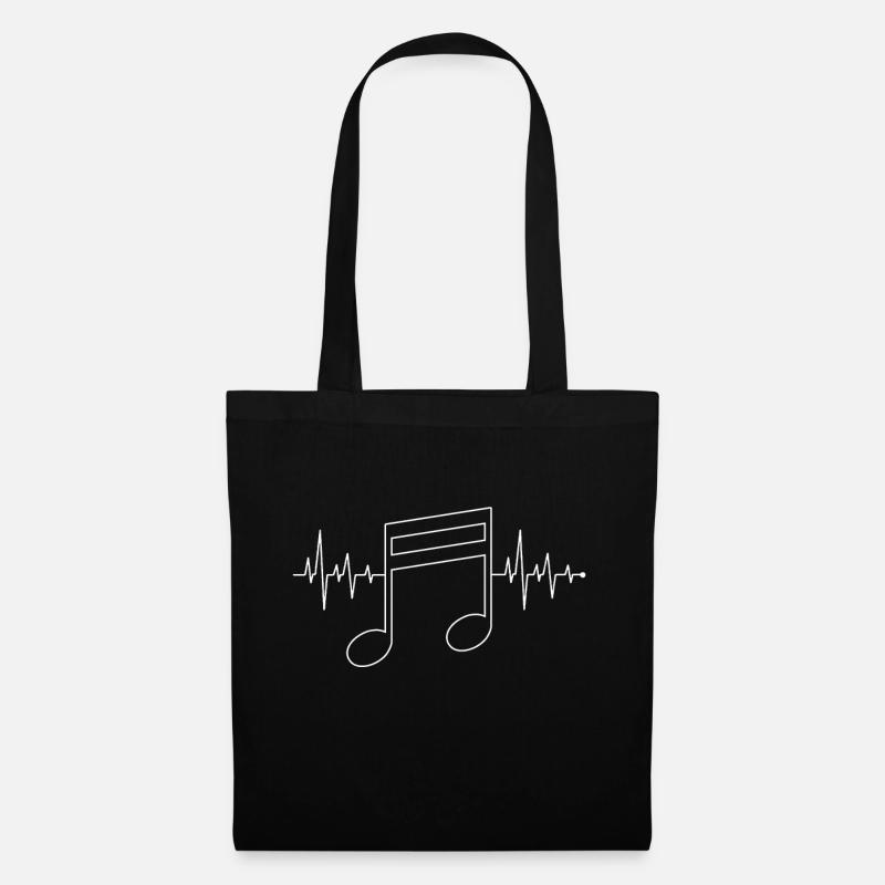 Herzschlag Herzlinie Herzfrequenz Musik Note - Stoffbeutel - Schwarz