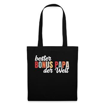 Bester Bonus Papa lustiges Geschenk - Stoffbeutel - Schwarz - Vorne