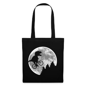 Dino Bicycle Flying Moon - Tote Bag - black - Front