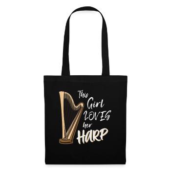 Harpiste Harpe Harpe - Sac en tissu - noir - Devant