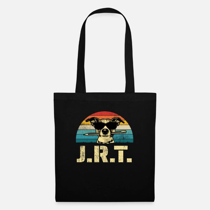 Lustiges Jack Russell retro style Vintage Geschenk - Stoffbeutel - Schwarz