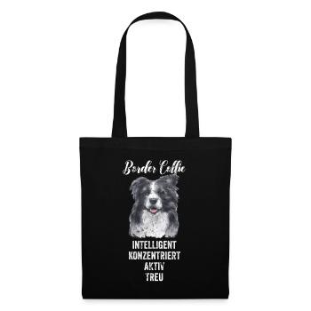 Border Collie - Stoffbeutel - Schwarz - Vorne