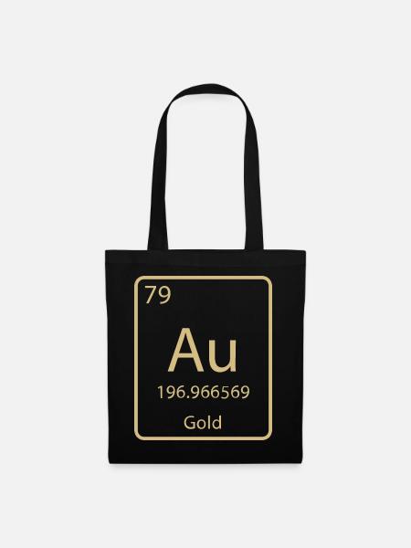 Gold Aurum chemisches Element / Periodensystem - Stoffbeutel - Schwarz