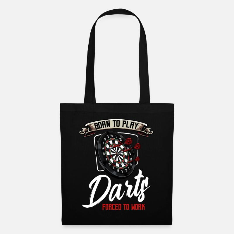 Born To Play Darts Forced To Work Cool Geschenk - Stoffbeutel - Schwarz
