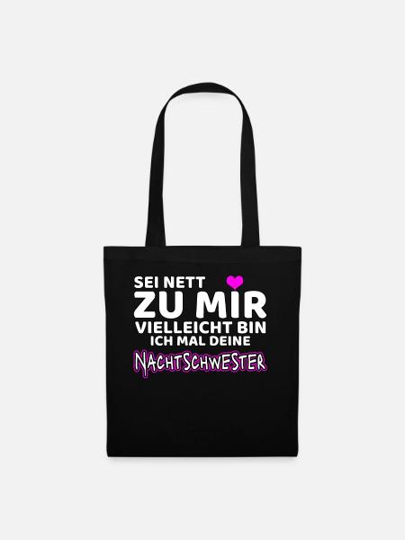 Krankenschwester Nachtschwester lustiges Geschenk - Stoffbeutel - Schwarz