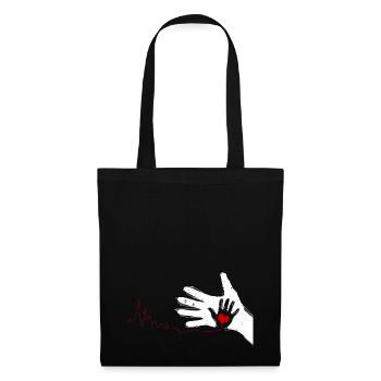 Father and Child Hands Heartbeat Gift - Tote Bag - black - Front