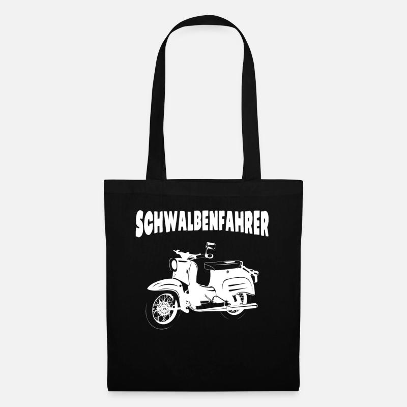 Schwalbenfahrer, Simmi, Simson, 3 Gänge, DDR Moped - Stoffbeutel - Schwarz