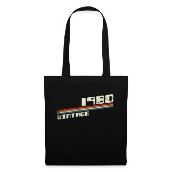 Chemise 40e anniversaire style rétro vintage des années 1980 - Sac en tissu - noir - Devant