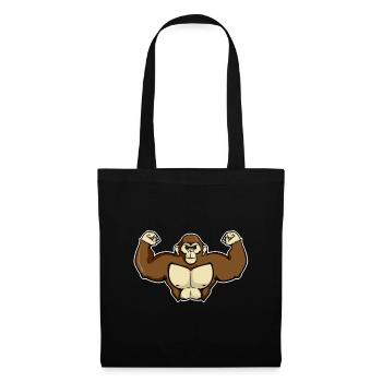 Muskel Affe Gorilla Shirt für Kinder - Stoffbeutel - Schwarz - Vorne
