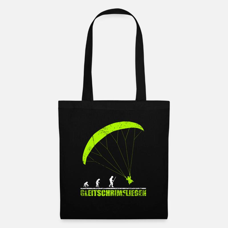 Gleitschirmfliegen Evolution Geschenk - Stoffbeutel - Schwarz