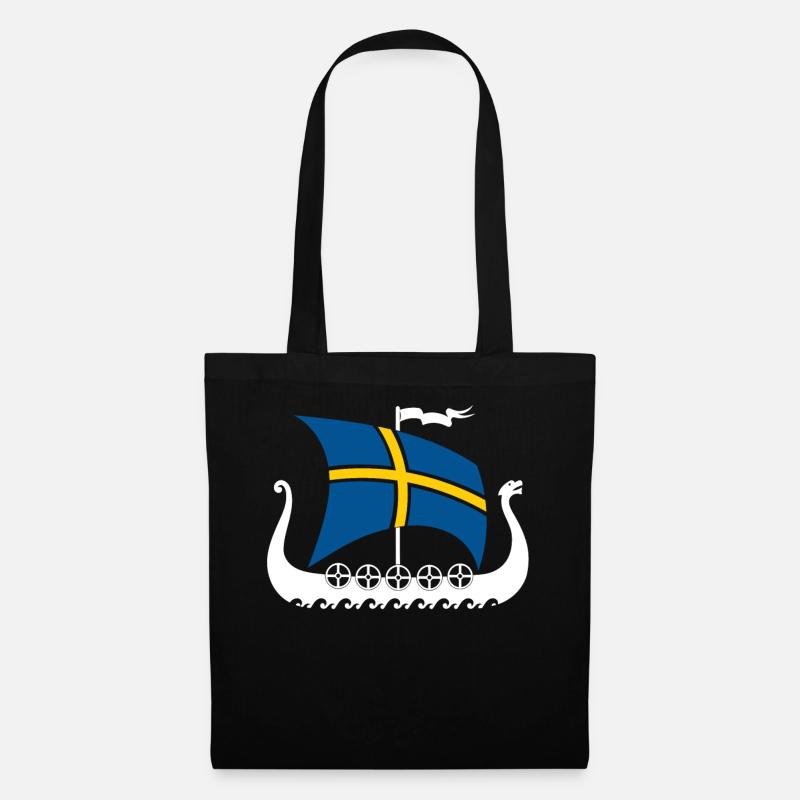 Schweden Wikinger Schiff Tshirt Wikingerschiff - Stoffbeutel - Schwarz