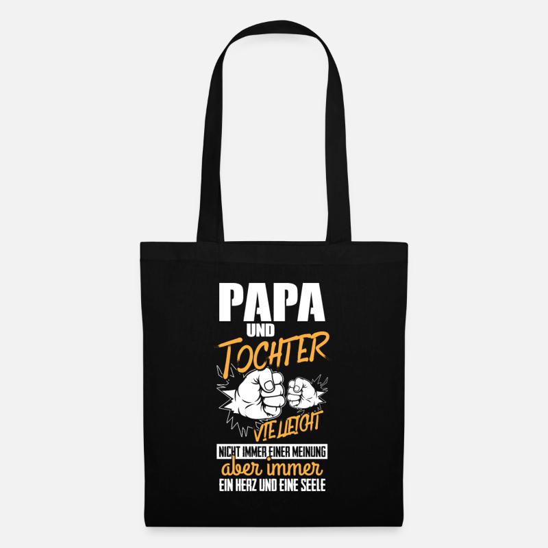 Papa Und Tochter Geschenk - Stoffbeutel - Schwarz
