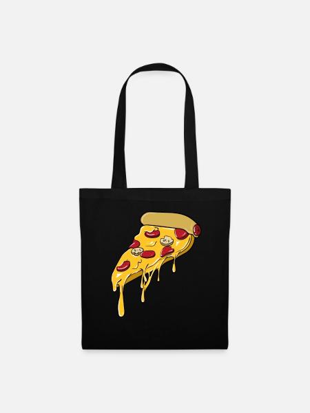 Pizza Liebe Pizzastück - Stoffbeutel - Schwarz