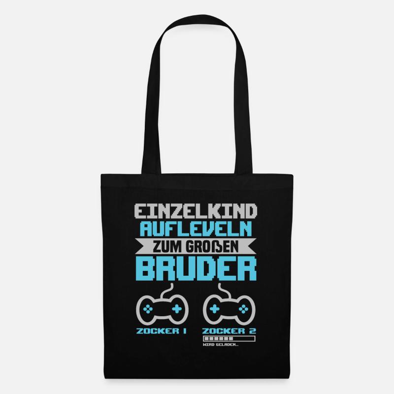 Bruder Zocker Gamer Gaming Geek Geschenk Süß - Stoffbeutel - Schwarz