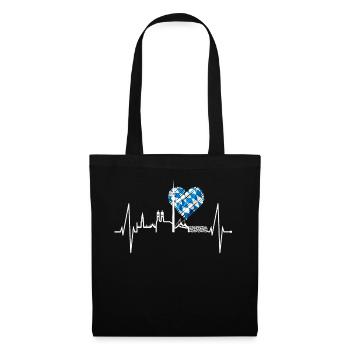Munich Skyline Heartbeat Bayern Fan Blue Flag - Tote Bag - black - Front