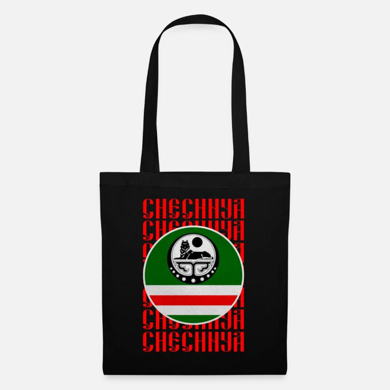 Chechnya Flag, Chechen Borz Gear, Chechen Wolf - Tote Bag - black