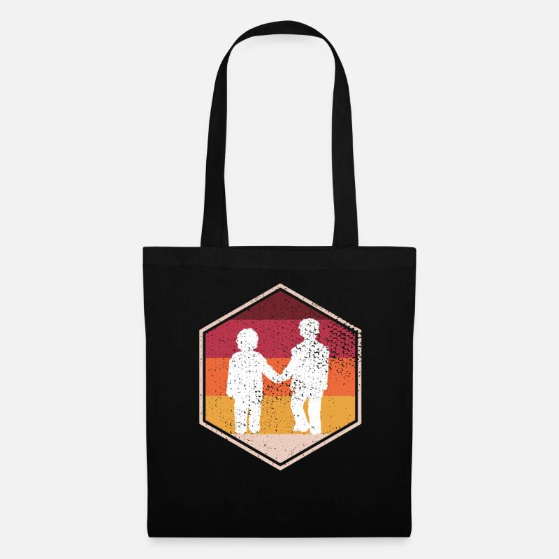 Retro Brother Hexagon Design - Stoffbeutel - Schwarz