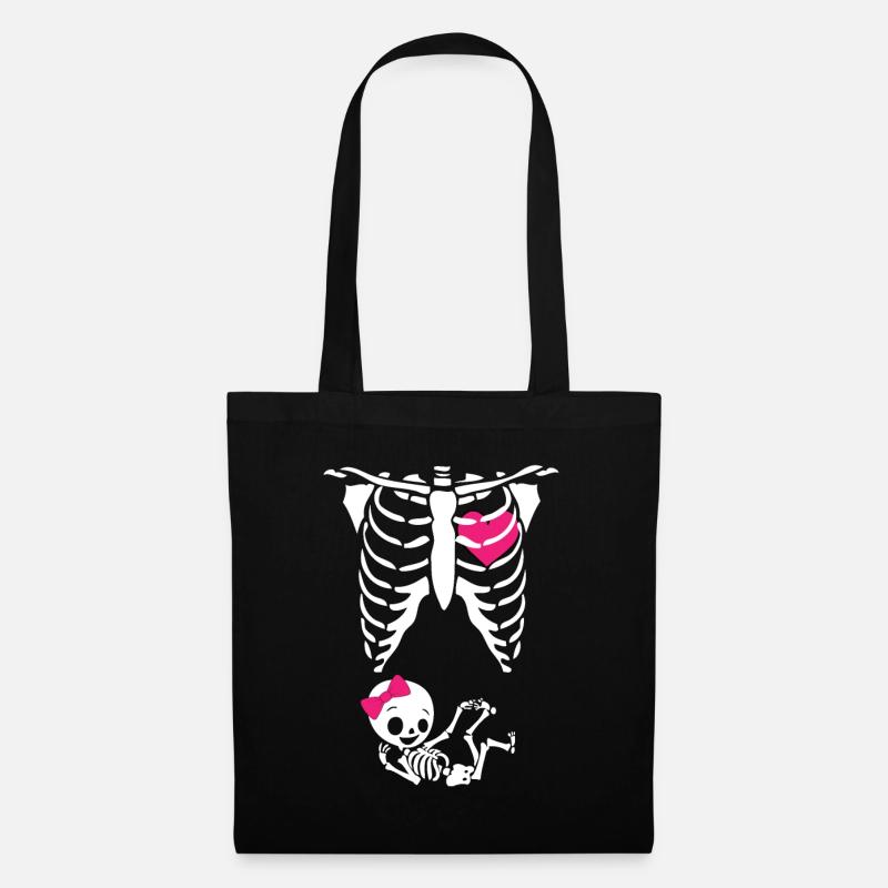 Squelette de la mère Halloween Bébé enceinte - Sac en tissu - noir