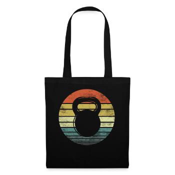 Kettlebell Retro Vintage Style - Stoffbeutel - Schwarz - Vorne