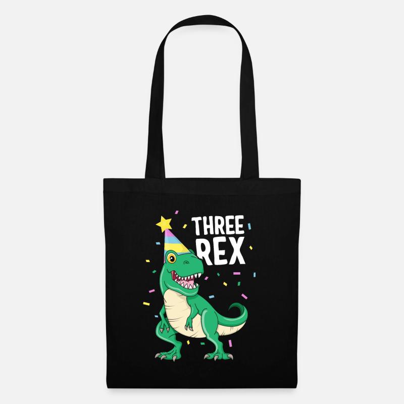 Drei Rex 3. Geburtstagskind TRex Dinosaur Party - Stoffbeutel - Schwarz
