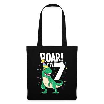 Ich bin 7 TRex Geburtstag Dinosaurier Happy Seven 7. Brüllen - Stoffbeutel - Schwarz - Vorne