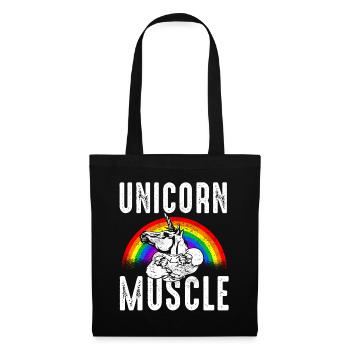 Einhorn Muskel - Stoffbeutel - Schwarz - Vorne