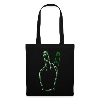Peace und Mittelfinger | Neon Unisex T-Shirt - Stoffbeutel - Schwarz - Vorne