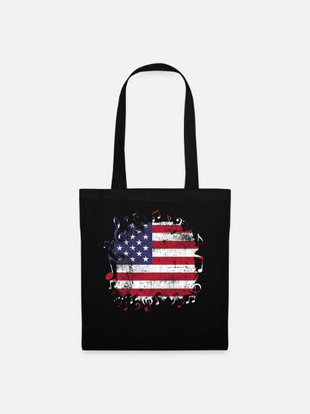 USA Flagge Musik - Stoffbeutel - Schwarz