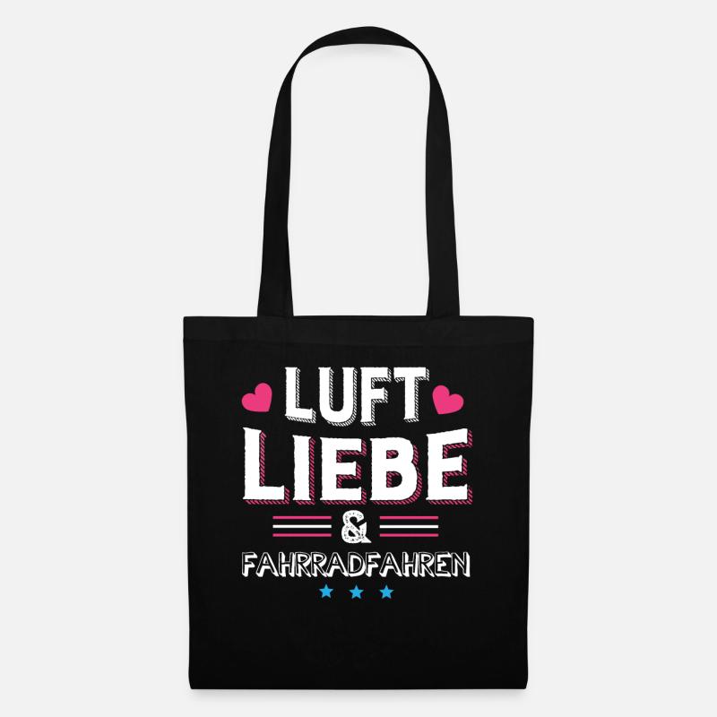 Luft Liebe & Fahrradfahren - Stoffbeutel - Schwarz