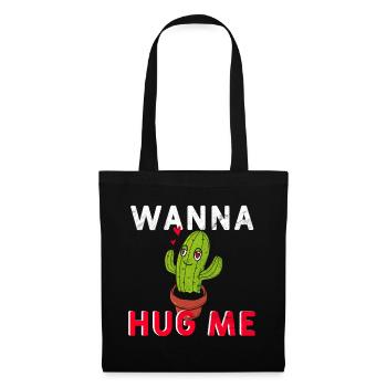 Kaktus wanna hug me - Stoffbeutel - Schwarz - Vorne