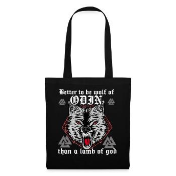 Wikinger Odin T-Shirt Wolf Kampf Stark Barbar Ehre - Stoffbeutel - Schwarz - Vorne