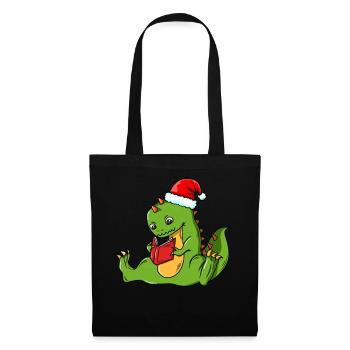 Dinosaur Dino book reading books Christmas - Tote Bag - black - Front