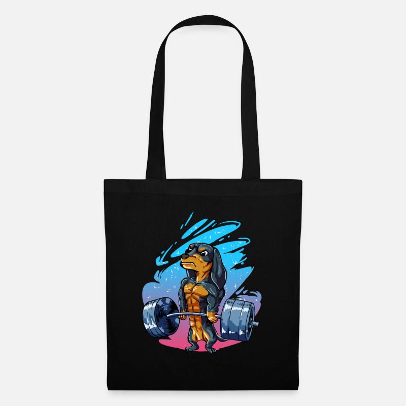 Teckel Dakel Bodybuilder - Sac en tissu - noir
