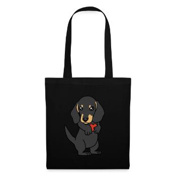 Chien Chiens Races de chiens Animaux Animaux de compagnie Amoureux des animaux teckel - Sac en tissu - noir - Devant
