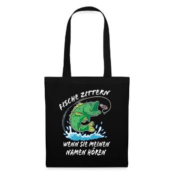 Lustiges Fischer Geschenk für Angler - Stoffbeutel - Schwarz - Vorne