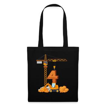 Cadeau d'anniversaire de pelle 4 ans chantier de construction - Sac en tissu - noir - Devant