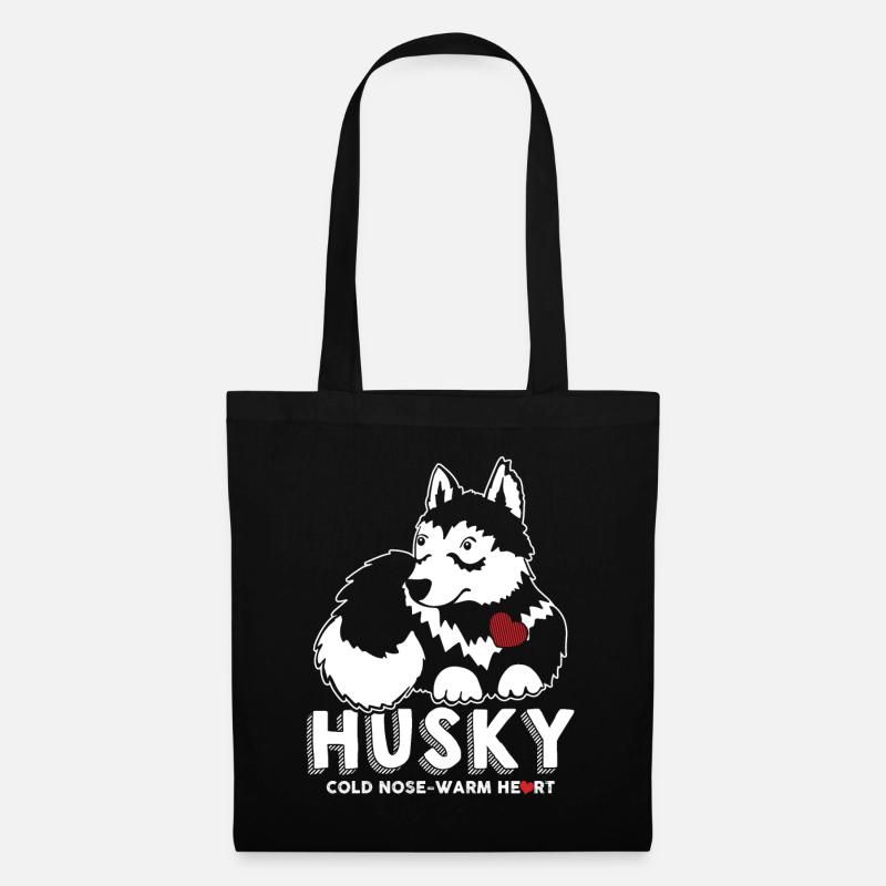 Siberian Husky Nose kaltes Herz warm - Stoffbeutel - Schwarz