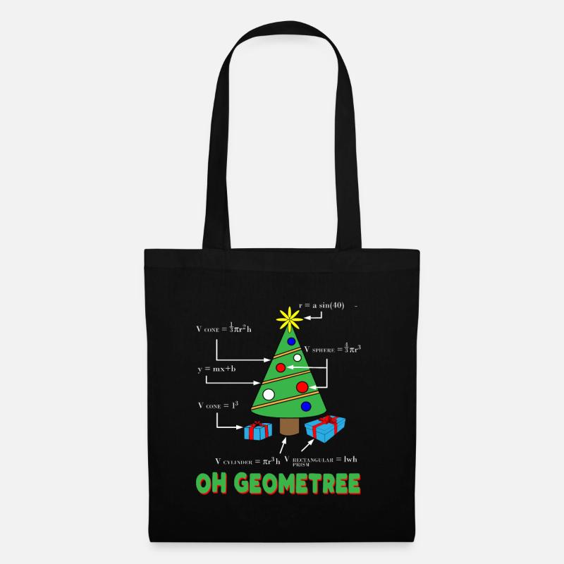 Geometree Mathe Lehrer Weihnachten - Stoffbeutel - Schwarz
