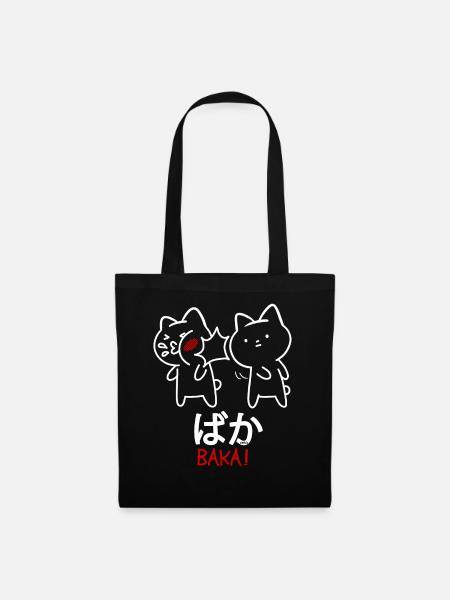 Anime Otaku Lustig Baka Katze Katzen - Stoffbeutel - Schwarz