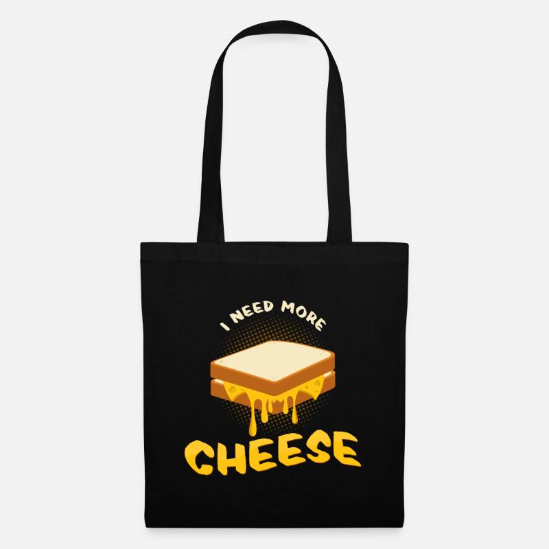 Ich brauche mehr Käse Geschenkidee Käsetoast - Stoffbeutel - Schwarz