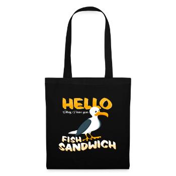 Bonjour idée de cadeau sandwich au poisson mouette côte nord - Sac en tissu - noir - Devant