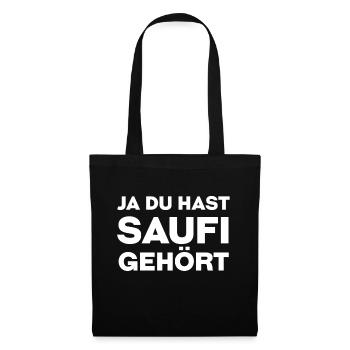 Saufi mit Kotzi Lustige Party Saufen Sprüche Crew - Stoffbeutel - Schwarz - Vorne